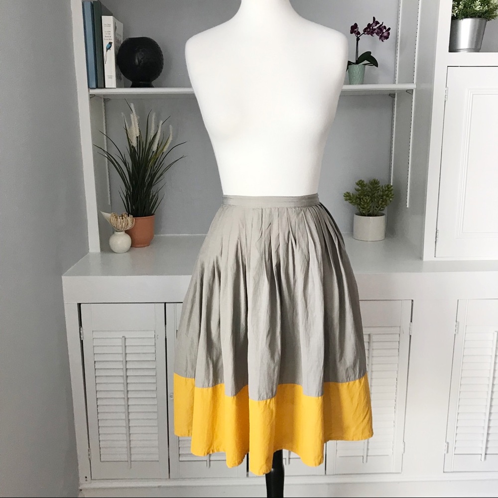 Anthropologie Two-Tone A-Line Skirt in Gray and Yellow